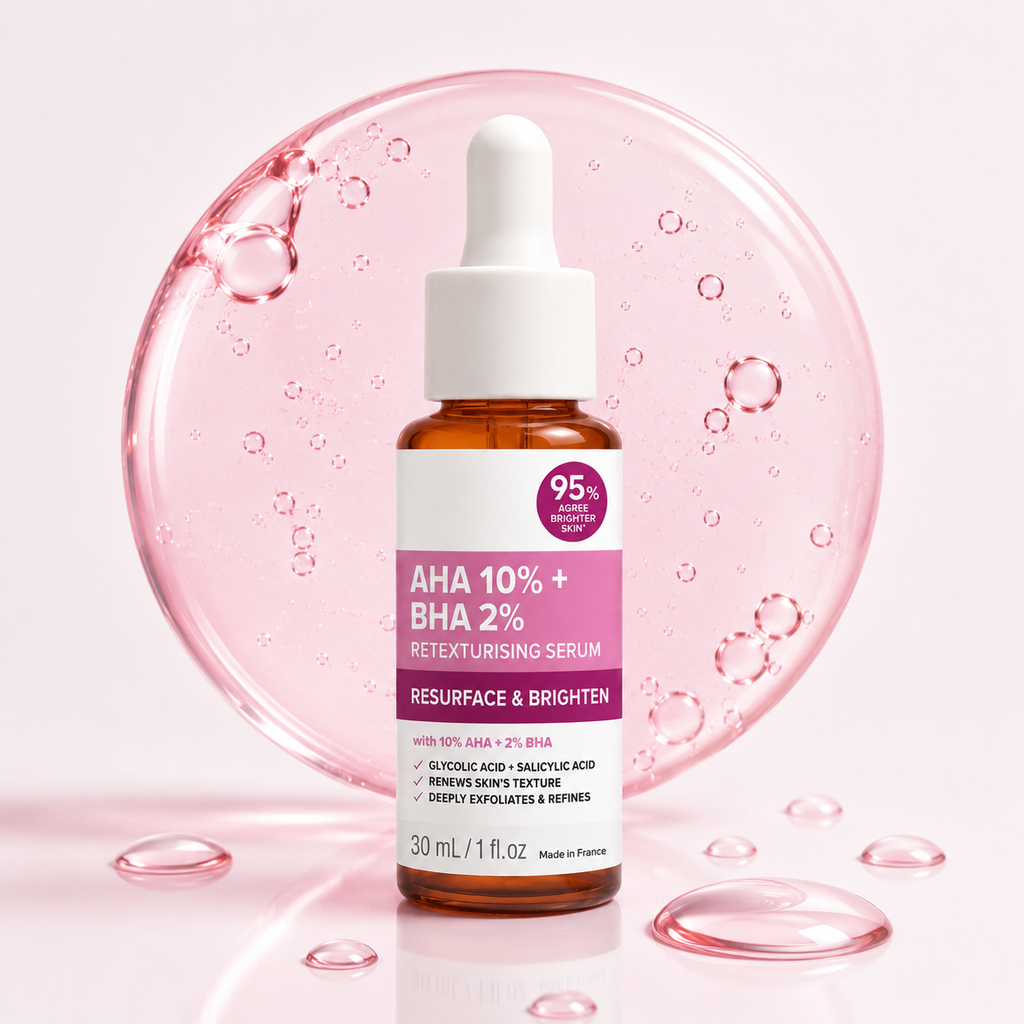 AHA 10% + BHA 2% Retexturising Serum – Resurface & Brighten, 30ml