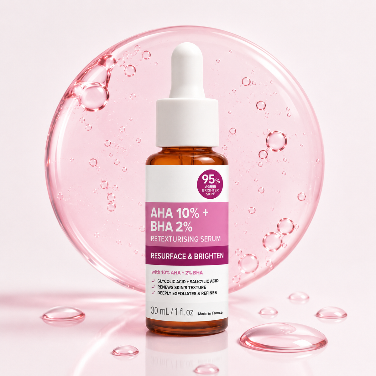 AHA 10% + BHA 2% Retexturising Serum – Resurface & Brighten, 30ml